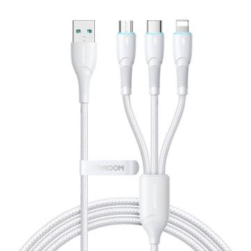 3in1 Cable Joyroom Starry Series, USB-A to USB-C/Lightning/Micro, 1.2m (White)