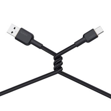 Cable cu conector USB-A la USB-C, 1.8m, negru, Aukey