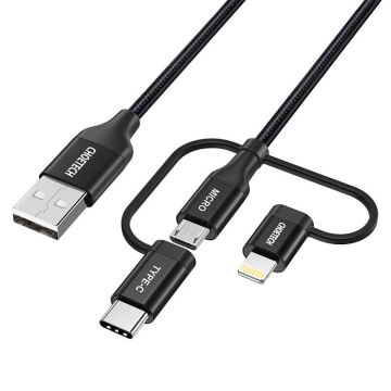 Cable Choetech IP0030 3in1, USB-A/Lightning/Micro USB/USB-C, 5V, 1.2m