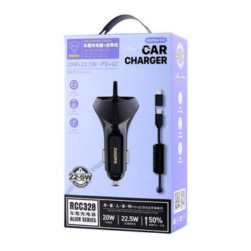 Remax RCC328 Car Charger PD+QC 22.5W, 3 Ports Black