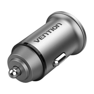 Fast Charging Dual Port Car Charger, Vention FFEH0, Gray