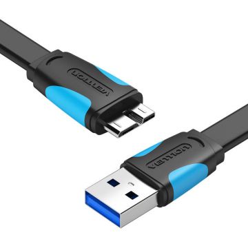 Vention Flat USB 3.0 Cable, Black, 1m