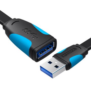 Flat USB 3.0 Extender Vention Black (3m)