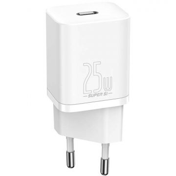 Incarcator Super Si 1C, 25W, USB-C, Cablu USB-C inclus, 1m, Alb