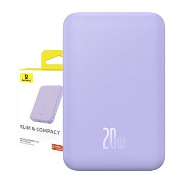 Magnetic Mini Powerbank Baseus 5000mAh 20W (Purple) - Comfortable Charging