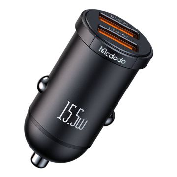 Mcdodo Car Charger USB 15.5W, 2x USB-A (Black)
