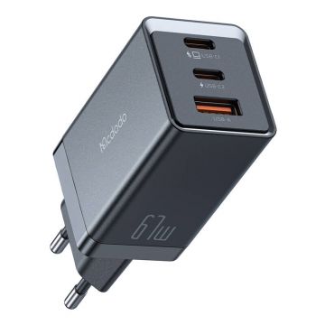 Mcdodo GaN Charger, 2x USB-C, 1x USB, 67W (Black)