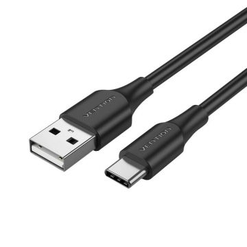 Cablă Vention USB 2.0 către USB-C 3A, 1m neagră