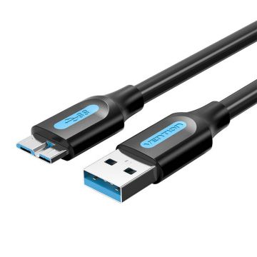 Cablul negru USB 3.0 Micro-B Vention COPBC 0.25m