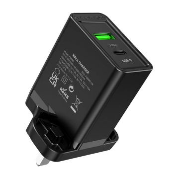 Vention FBBB0-UK Charger, 2 Ports, 20W, Black