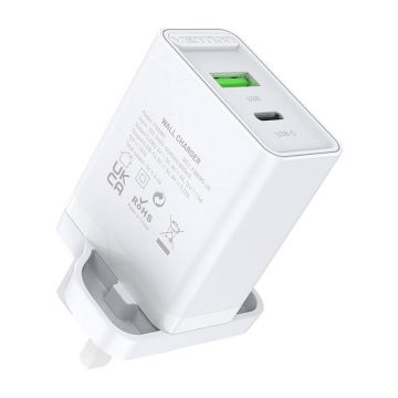 Wall Charger Vention FBBW0-UK with Dual Ports White