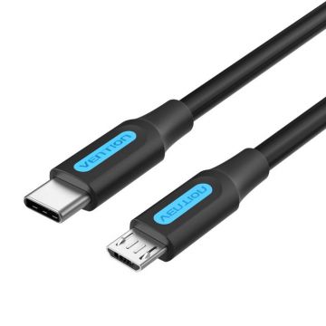 Cablul Vention COVBF USB-C 2.0 to Micro-B, 2A, 1m, negru
