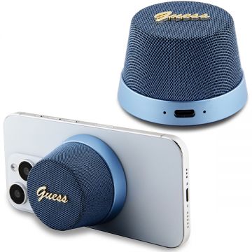 Boxa profesionala Bluetooth Guess, stand magnetic, design metalic albastru.