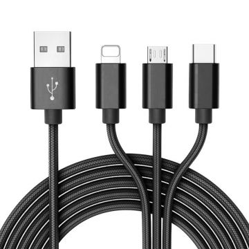 Cablu Date,Incarcare 3 In 1, USB,Lightning,Type C,Micro Usb
