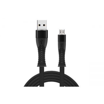 Cablu date incarcare fish usb la micro usb 1m 2.4a negru