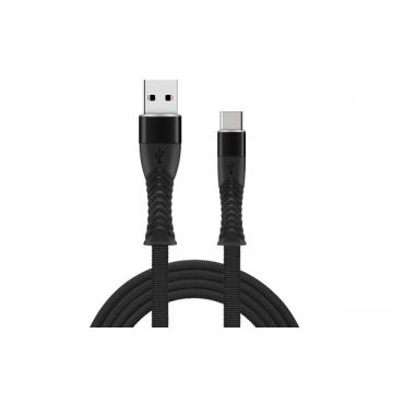 Cablu date incarcare fish usb la type-c 1m 2.4a negru