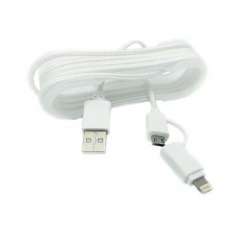 Cablu De Date 2 In 1 Iphone 5/6 + Micro Usb Alb C175