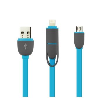 Cablu De Date 2 In 1 Iphone 5/6 + Micro Usb Albastru C165