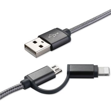 Cablu De Date 2 In 1 Iphone 5/6 + Micro Usb Negru C172