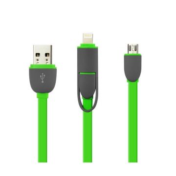 Cablu De Date 2 In 1 Iphone 5/6 + Micro Usb Verde C167