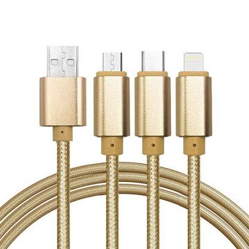 Cablu De Date 3 In 1 Iphone 5/6 + Micro Usb + Type C C209