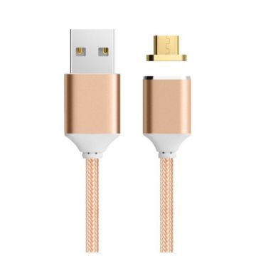 Cablu Micro USB de incarcare magnetic Auriu/Argintiu Impletit Nylon Extrem de Durabil pentru IPhone