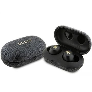 Casti profesionale Bluetooth Guess TWS ENC negre, metal logo.