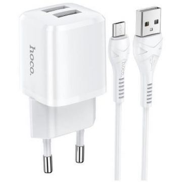 Incarcator retea N8 Briar 2x USB White + Cablu