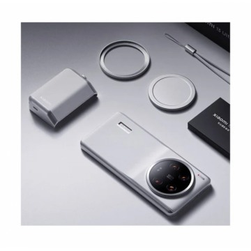Kit de fotografie Xiaomi 13 Ultra, Alb, carcasa protectie de piele + declansator si buton de zoom + adaptor filtru de 67mm + capac lentila