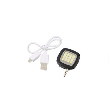 Lanterna Led Pentru Telefon, Conectare Mufa Jack, Incarcare USB, Negru
