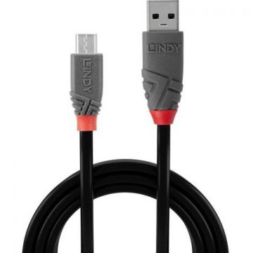Lindy Cablu Lindy LY-36733, USB 2.0 - MicroUSB, 2m, Negru