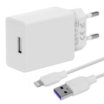Set OBAL:ME incarcator retea USB-A 10W si cablu USB-A/Lightning, 1m, Alb