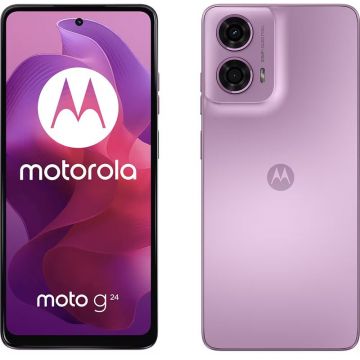 Smartphone Motorola Moto G24, 128GB, 4GB RAM, Dual SIM, 4G, Tri-Camera, Pink Lavender