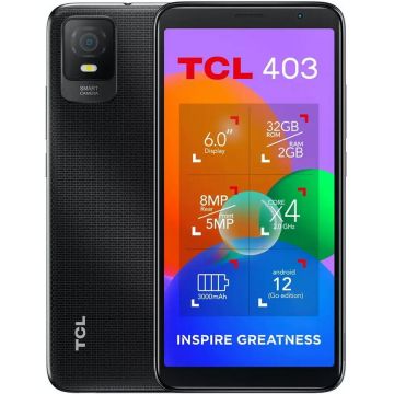 TCL Telefon mobil TCL 403, Dual SIM, 32GB, 2GB RAM, 4G, Negru