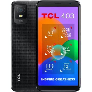 TCL Telefon mobil TCL 403, Dual SIM, 32GB, 2GB RAM, 4G, Negru