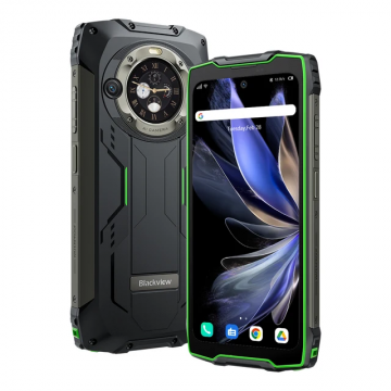 Telefon mobil Blackview BV9300 Pro Verde, 4G, Dual Screen 6.7 +1.32 FHD+ 120Hz, 24GB RAM (12GB+12GB extensibil), 256GB, Android 13, Helio G99, NFC, 15080mAh, Dual SIM