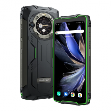 Telefon mobil Blackview BV9300 Pro Verde, 4G, Dual Screen 6.7  +1.32   FHD+ 120Hz, 24GB RAM (12GB + 12GB extensibili), 256GB, Android 13, Helio G99, NFC, 15080mAh, Dual SIM