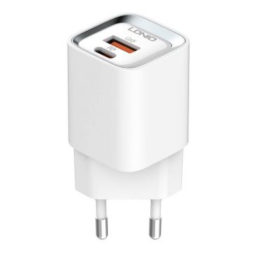 Incarcator de Perete 20w Usb / Usb-c + Cablu fulger (alb)