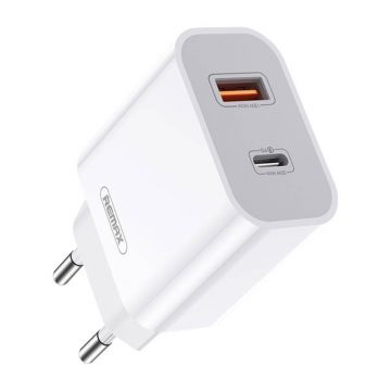 Încărcător de perete Remax, Rp-u68, Usb-c, Usb, 20w (alb)