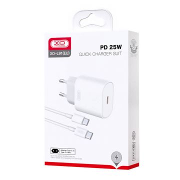 Wall Charger With + Usb-c Cable Xo L91eu 25w (white)