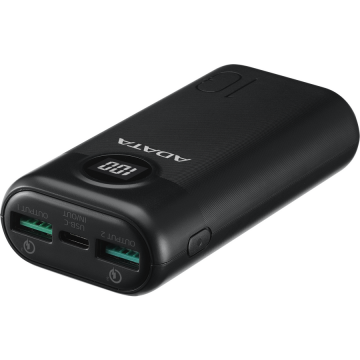 Adata Acumulator extern ADATA 10000mAh, Quick Charge 3.0 + PD 22.5W, 2 x USB &, 1 x USB-C, P10000QCD 10.000 mAh, Total 3A, Negru