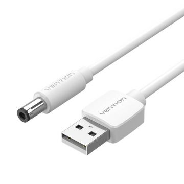 Cablu de alimentare Usb 2.0 la DC 5.5mm mufă baril 5v Vention Ceywd 0,5m (alb)