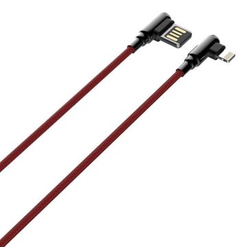 Cablu de incarcare, Usb - Lightning de 1 m, de culoare rosie, 90°