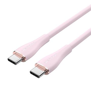 Cablu de ventilație USB-c 2.0 la USB-c Tawpf 1m, Pd 100w, silicon roz