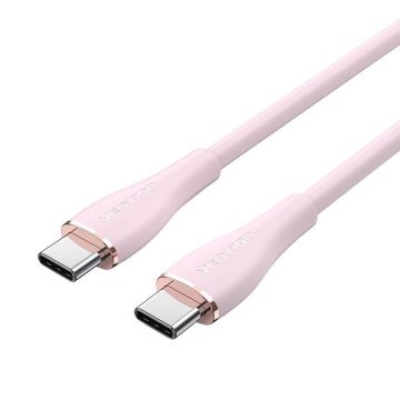 Cablu de ventilație USB-c 2.0 la USB-c Tawpg 1,5 m, Pd 100 W, silicon roz