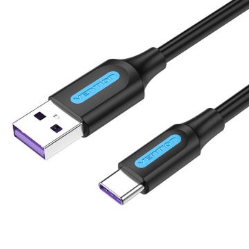 Cablu Usb 2.0 A La Usb-c Vention Corbi 5a 3m Negru Pvc