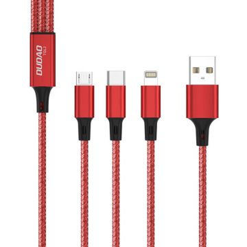 Cablu USB Dudao Tgl2 3in1 Usb-c / Lightning / Usb 2.4a, 1.2m (rosu)