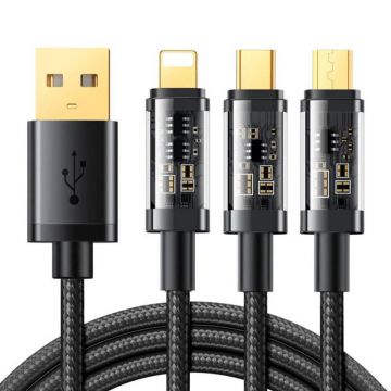 Cablu Usb Joyroom S-1t3015a5 3in1 Usb-c / Lightning / Micro Usb 3,5a 1,2m (negru)