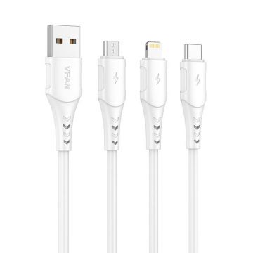 Cablu USB la Lightning Vipfan Colorful X12, 3a, 1m (alb)