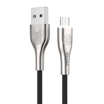 Cablu USB la Micro Usb Vipfan Fingerprint Touch Z04, 3a, 1,2 m (negru)